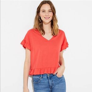 Loft Short Sleeve Ruffle T Shirt